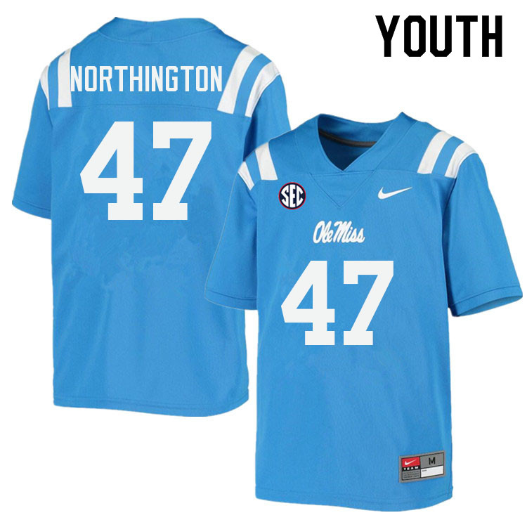 Youth #47 Trustin Northington Ole Miss Rebels College Football Jerseys Sale-Power Blue